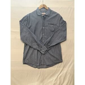 Michael Brandon Men’s Button Down Shirt Large Blue Micro Check Long Sleeve